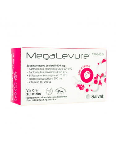MEGALEVURE 10 STICKS SABOR FRESA