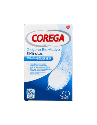 Corega Oxígeno Bio-Activo 30 tabletas...